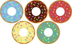 Assorted Sprinkled Doughnuts Illustration PNG image