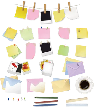 Assorted Stationeryand Notes Collection PNG image