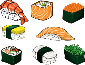 Assorted Sushi Selection Illustration