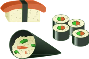 Assorted Sushi Vector Illustration