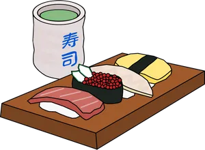 Assorted Sushiand Sake Cup