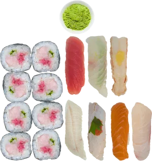 Assorted Sushiand Sashimi Selection PNG image