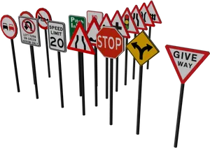 Assorted Traffic Signs Collection PNG image