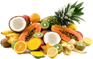 Assorted Tropical Fruits Display PNG image