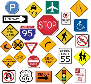 Assorted_ U S_ Road_ Signs_ Collection PNG