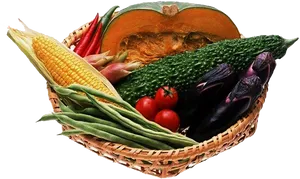 Assorted Vegetablesin Basket PNG image