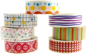 Assorted Washi Tapes Stacked PNG image