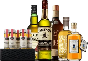 Assorted Whiskey Bottles Collection PNG image