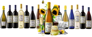Assorted Wine Collection Sunflowers PNG