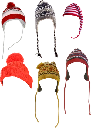 Assorted Winter Hats Collection PNG image