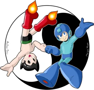 Astro Boyand Mega Man Friendly Gesture