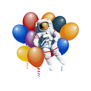 Astronaut Floating With Balloons PNG Kts12
