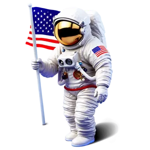 Astronaut Planting Flag PNG Qag37