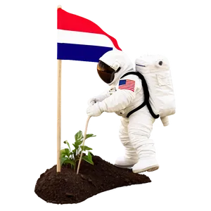Astronaut Planting Flag PNG Vyy44