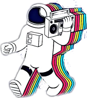 Astronaut With Boombox Art PNG image