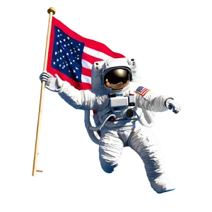 Astronaut With Flag PNG 80