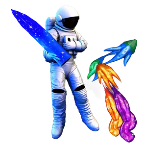 Astronaut With Rocket PNG Uxl