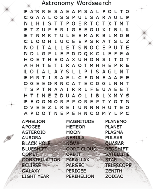 Astronomy Wordsearch Puzzle PNG image