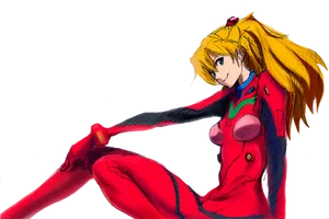 Asuka Langley Dynamic Pose PNG image