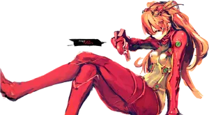 Asuka Langley Dynamic Pose PNG