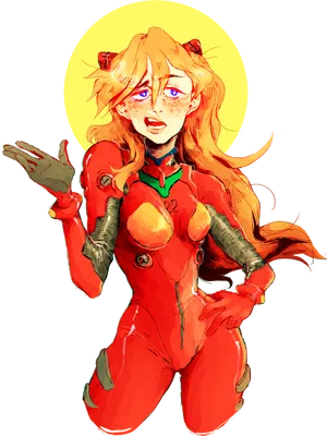 Asuka Langley Evangelion Pilot Illustration PNG image