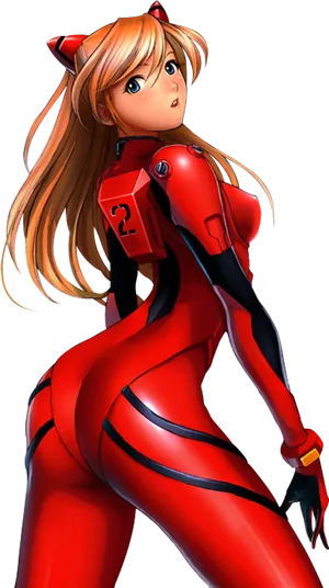 Asuka Langley Plugsuit Pose PNG image