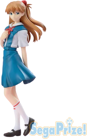 Asuka Langley School Uniform Figure PNG image