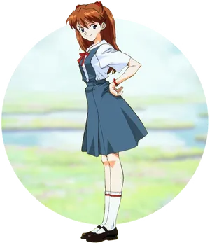 Asuka Langley School Uniform Pose