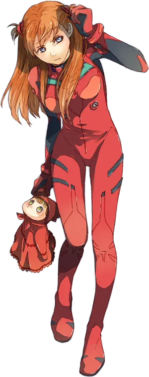 Asuka Langley With Doll Figure PNG