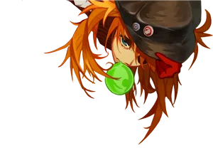 Asuka Langley With Hat And Bubblegum