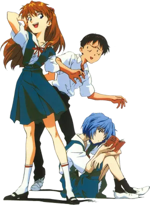Asuka Rei Shinji Evangelion Characters PNG
