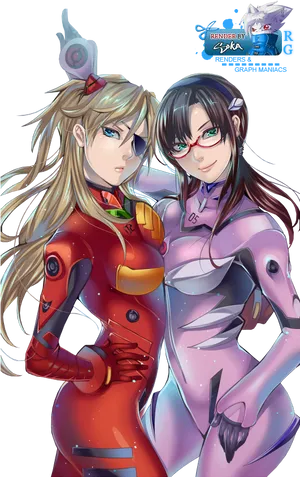 Asukaand Mari Evangelion Characters PNG