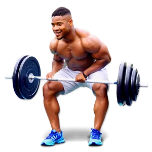 Athlete Performing Barbell Curls PNG