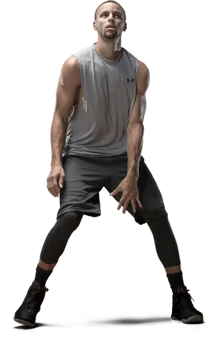 Athletic Stance Basketball Player PNG