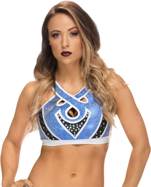 Athletic Woman Blue Performance Attire PNG image
