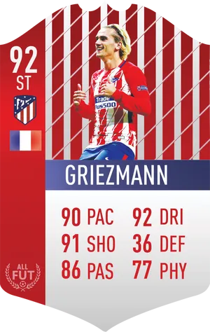 Atletico Madrid Player Griezmann F U T Card PNG