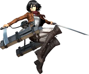 Attackon Titan Character With Gear PNG image