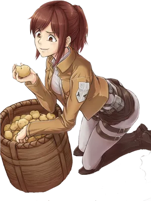 Attackon Titan Characterwith Potatoes PNG image