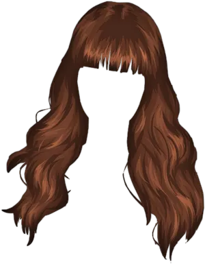 Auburn Wavy Hairstyle Illustration PNG