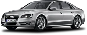 Audi S8 Luxury Sedan Silver PNG image