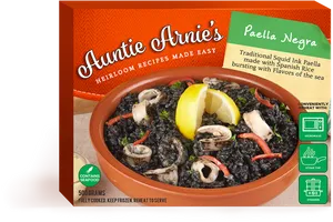 Auntie Arnies Frozen Paella Negra Packaging PNG