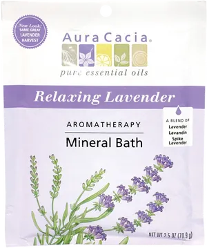 Aura Cacia Relaxing Lavender Mineral Bath Package PNG image