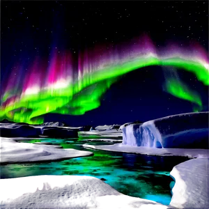 Aurora Borealis Over Icebergs Png 97 PNG image