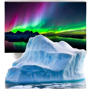 Aurora Borealis Over Icebergs PNG Hkj