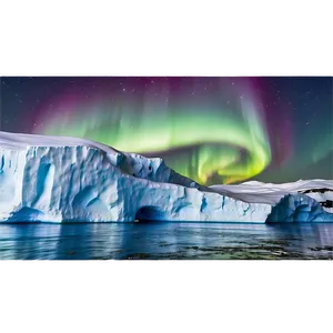 Aurora Borealis Over Icebergs Png Lef29 PNG image