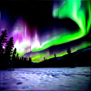 Aurora Borealis Over Snowfield Png Dls35 PNG image