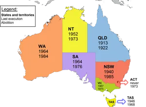 Australia Capital Punishment Abolition Map PNG image