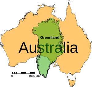 Australia Greenland Size Comparison Map PNG