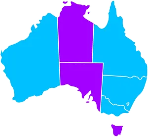 Australia Map Divided Regions PNG