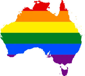 Australia Map Rainbow Flag Overlay PNG